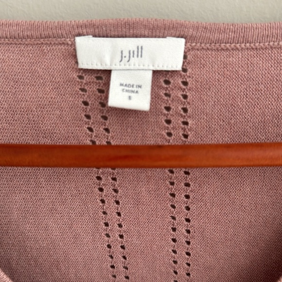 J. Jill Top Rose Dolman Sleeve Knitted V-Neck Cotton Blend Lightweight - Picture 7 of 7